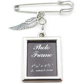 simdes Bride Groom Wedding Boutonniere Bouquet Charm Pin Angel Wing Photo Charm Memorial Pin Gift Graduation