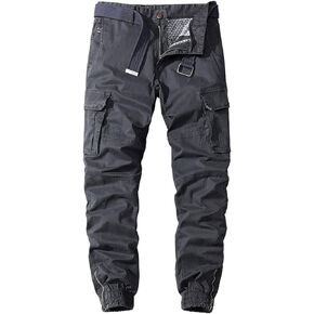 ebossy Men's Ankle Zip Multi Pocket Outdoor Work Tactical Twill Jogger Cargo Pants