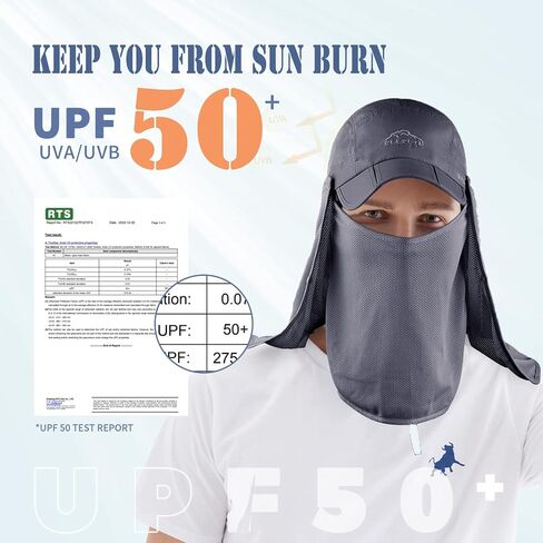 Outdoor Sun Hat for Men Women UPF 50+ Fishing UV Hat with Neck Flap Face Cover for Sun Protection in Kuwait