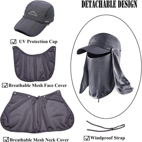 Outdoor Sun Hat for Men Women UPF 50+ Fishing UV Hat with Neck Flap Face Cover for Sun Protection in Kuwait