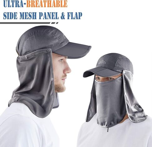 Outdoor Sun Hat for Men Women UPF 50+ Fishing UV Hat with Neck Flap Face Cover for Sun Protection in Kuwait