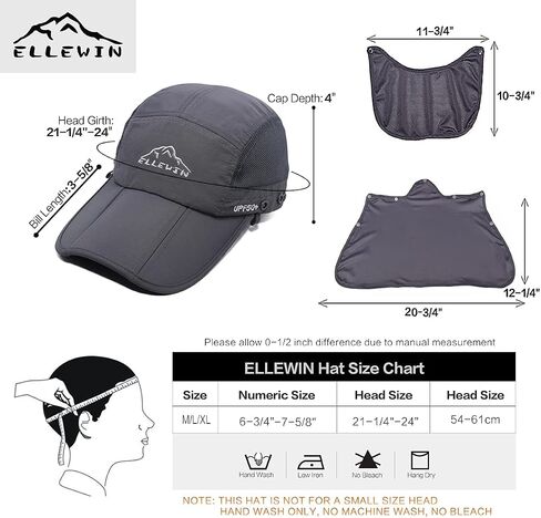 Outdoor Sun Hat for Men Women UPF 50+ Fishing UV Hat with Neck Flap Face Cover for Sun Protection in Kuwait