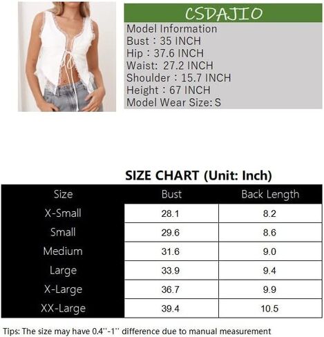 CSDAJIO Women's Sexy Sleeveless Lace Tirm Open Front Tie Up Crop Top Asymmetrical Hem Tank Shirt White Medium-N in Saudi Arabia