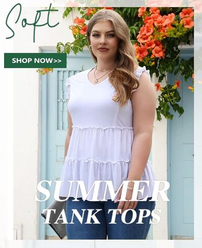 AGSEEM Womens Babydoll Tank Tops V Neck Ruffle Sleeve Pleated Peplum Shirts Summer in Saudi Arabia