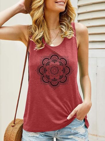 GEMLON Womens Tank Tops Summer Graphic Basic Casual Loose Sleeveless Tees Shirts for Women in Saudi Arabia