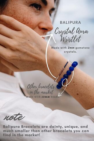 BALIPURA - Grounding Aura Bracelet for Women - 2mm SMALL (TINY) BEADS Healing Crystal, Gemstones, Quartz, 925 Solid Silver Beads, Essential Women Real Stone in Kuwait