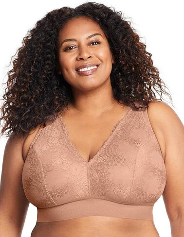 Glamorise Women's Plus Size Lace Plunge Bralette Wirefree #7013 in Kuwait