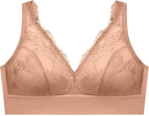 Glamorise Women's Plus Size Lace Plunge Bralette Wirefree #7013 in Kuwait