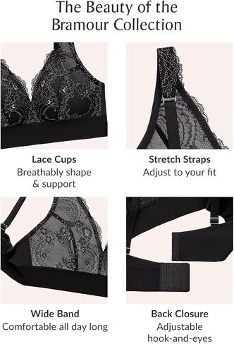 Glamorise Women's Plus Size Lace Plunge Bralette Wirefree #7013 in Kuwait