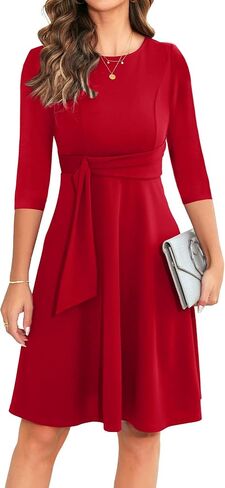 OWIN Womens 2023 Elegant Ruffle Sleeve Flared A Line Swing Casual Party Cocktail Dresses in Kuwait