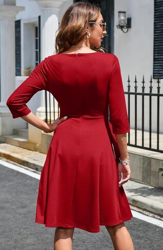OWIN Womens 2023 Elegant Ruffle Sleeve Flared A Line Swing Casual Party Cocktail Dresses in Kuwait