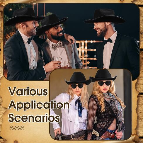 6 مجموعات من نظارات رعاة البقر على شكل قلب ونظارات رعاة البقر، وقبعة راعية البقر للنساء والرجال لحفلات الهالوين (أسود، نمط بسيط) in Saudi Arabia
