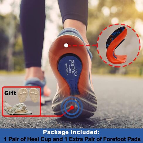 Heel Cups for Heel Pain, Heel Inserts for Heel Spurs, Plantar Fasciitis, Achilles Tendonitis Shoe Insert, Provide Shock Absorption and Cushioning, 3/4 Shoe Insoles for Women in Kuwait