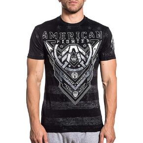 American Fighter Mens Texture T Shirts with Foil Application & High Density Ink