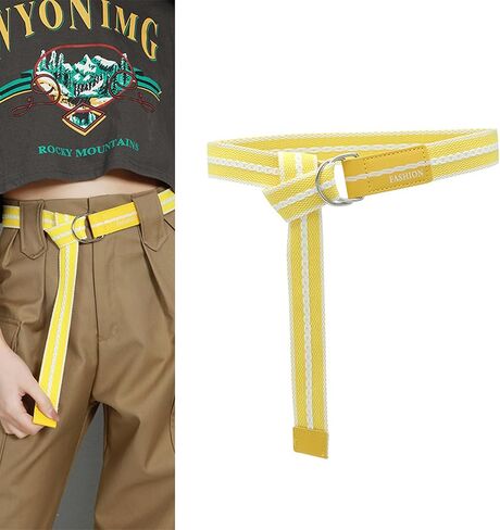 eYLun Women Men Canvas Web Belt Double D Ring Belt Buckle Casual Adjustable Belt in Saudi Arabia