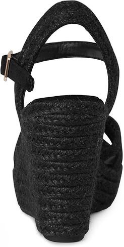 صنادل Tscoyuki Espadrille بكعب عريض للنساء، أحذية لطيفة بأربطة للكاحل قابلة للتعديل، صنادل نسائية بكعب عالٍ مفتوح من الأمام in Saudi Arabia