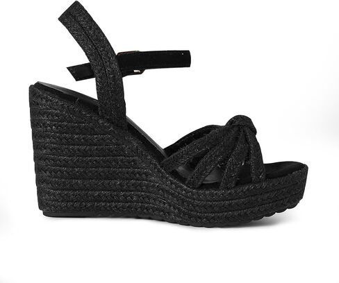 صنادل Tscoyuki Espadrille بكعب عريض للنساء، أحذية لطيفة بأربطة للكاحل قابلة للتعديل، صنادل نسائية بكعب عالٍ مفتوح من الأمام in Saudi Arabia