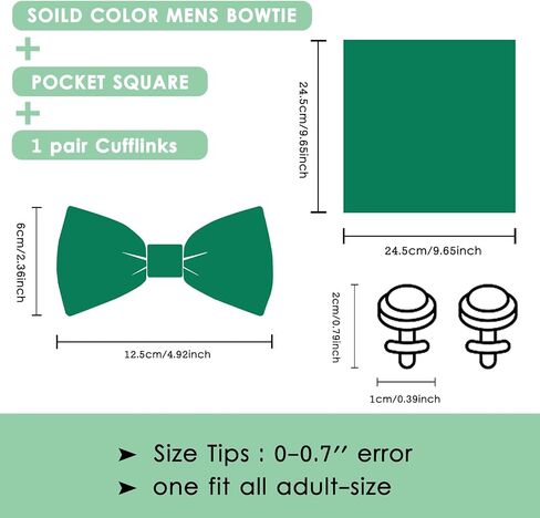 Mantieqingway Bow Ties for Men Paisley Bowtie Pocket Square Cufflinks Set Adjustable Pre-tied Bowtie Handkerchief for Wedding in Saudi Arabia