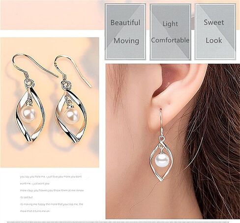 925 Silver Dangle Earrings for Women Hypoallergenic Cute Fashion Teardrop Drop Earrings Sparkly Nickel Free Crystal Hanging Dangly Dangling Earrings Jewelry for Women Girls in Kuwait
