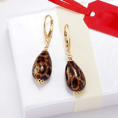 أقراط روس سيمونز متدلية من زجاج مورانو الإيطالي بطبعة جلد الفهد من الذهب عيار 18 قيراطًا فوق الجنيه الاسترليني in Kuwait