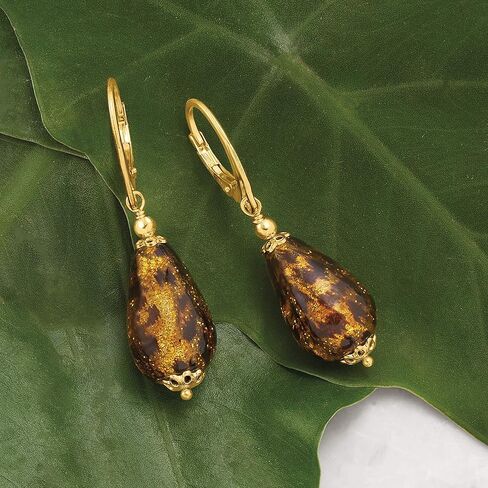 أقراط روس سيمونز متدلية من زجاج مورانو الإيطالي بطبعة جلد الفهد من الذهب عيار 18 قيراطًا فوق الجنيه الاسترليني in Kuwait