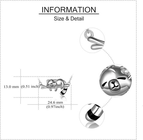 ONEFINITY Red Panda/Panda/Raccoon/Cow Gifts Necklace Sterling Silver Red Panda Pendant Necklaces Cute Animal Jewelry Gifts for Women Girls in Kuwait