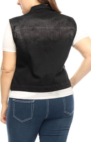 uxcell Women's Plus Size Buttons Denim Vest with Two Chest Flap Pockets Jackets 2023 in Kuwait