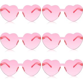 نظارة شمسية من Frienda مكونة من 6 قطع على شكل قلب نظارات شمسية وردية على شكل قلب للحفلات التنكرية