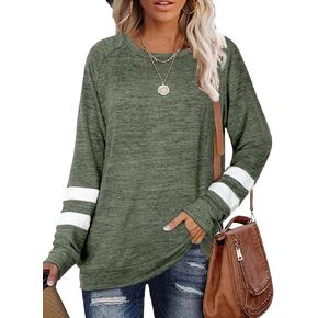 Kancystore Womens Casual Crewneck Sweatshirts Lightweight Sweaters Loose Long Sleeve Tunic Tops