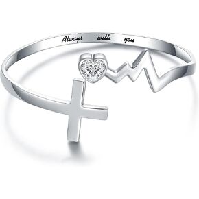 EJALEN S925-Sterling-Silver الإيمان الأمل الحب الأساور - سوار الصليب للنساء قابل للتعديل ملهمة الإيمان على الخوف الإسورة مجوهرات يسوع الهدايا المسيحية للنساء المراهقات الفتيات in Kuwait