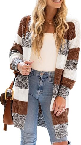 CUPSHE Women Cardigans Sweater Knit Striped Sweater Casual Tops Long Sleeves in Saudi Arabia