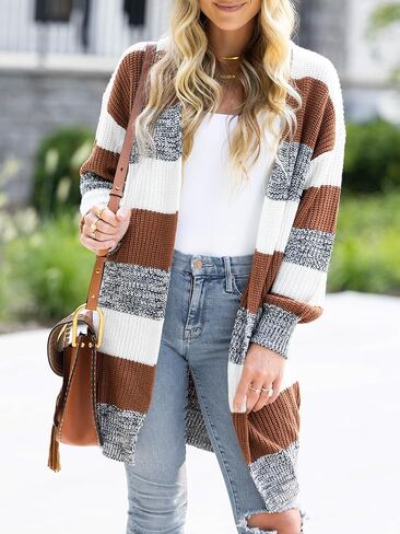 CUPSHE Women Cardigans Sweater Knit Striped Sweater Casual Tops Long Sleeves in Saudi Arabia