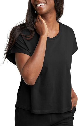 Hanes Women's Originals Twisted Neck T-Shirt, Short-Sleeve Cotton Tee, Boxy Fit in Saudi Arabia