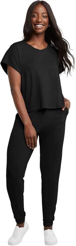 Hanes Women's Originals Twisted Neck T-Shirt, Short-Sleeve Cotton Tee, Boxy Fit in Saudi Arabia
