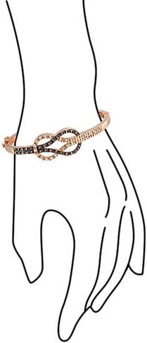 Romantic Tri Tone CZ Love Knot Symbol Infinity Bangle Bracelet For Women Girlfriend Black White Cubic Zirconia Rose Gold Plated Brass in Saudi Arabia