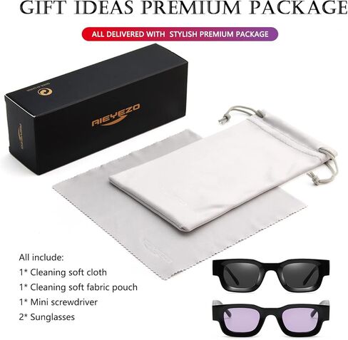 AIEYEZO Modern Thick Rectangle Sunglasses for Women Men Retro 90s Chunky Square Polarized Sunnies in Kuwait