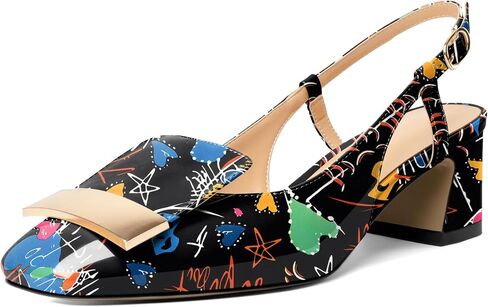 Joseywade النساء Slingback كتلة منخفضة صندل بكعب مكتنز مضخات مغلقة ساحة تو فستان أحذية 2 بوصة الصنادل بكعب مع حزام قابل للتعديل in Kuwait