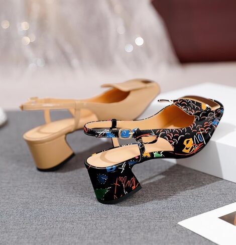 Joseywade النساء Slingback كتلة منخفضة صندل بكعب مكتنز مضخات مغلقة ساحة تو فستان أحذية 2 بوصة الصنادل بكعب مع حزام قابل للتعديل in Kuwait