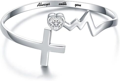 EJALEN S925-Sterling-Silver الإيمان الأمل الحب الأساور - سوار الصليب للنساء قابل للتعديل ملهمة الإيمان على الخوف الإسورة مجوهرات يسوع الهدايا المسيحية للنساء المراهقات الفتيات in Kuwait