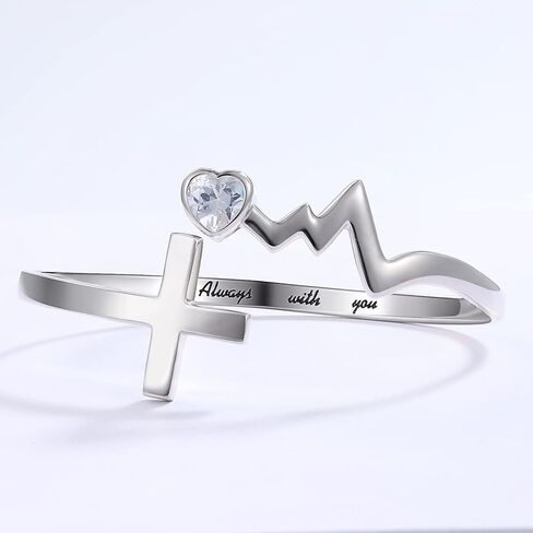 EJALEN S925-Sterling-Silver الإيمان الأمل الحب الأساور - سوار الصليب للنساء قابل للتعديل ملهمة الإيمان على الخوف الإسورة مجوهرات يسوع الهدايا المسيحية للنساء المراهقات الفتيات in Kuwait