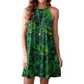 Feiersi Summer Dresses for Women Beach Floral Tshirt Sundress Sleeveless Casual Loose Tank Dress in Saudi Arabia