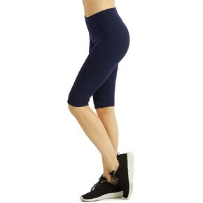 I&S Women's Knee Length Cotton Biker Shorts Leggings Walking Exercise Workout Yoga Boyshorts Activewear