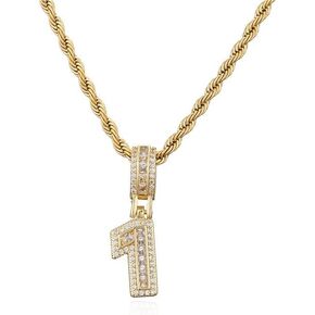 Wisbal Number Pendant Brass Gold Plated 0~9 lucky Number Necklace for Men and Women - Number 0-9 Pendant 24 inch Chain in Kuwait