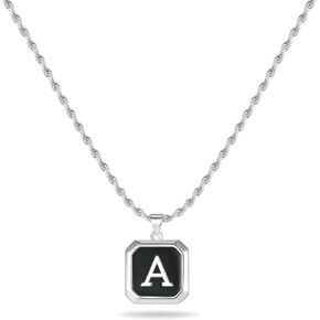 LUXEJEW Initial Necklaces for Men Boys Women, Dainty Letter Pendant Initial Necklace Mens Chain Necklace Jewelry Gifts for Men