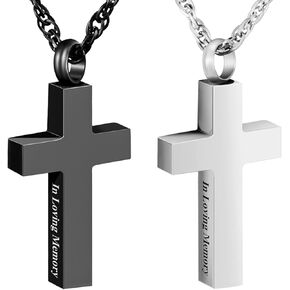 مجموعة قلادة الصليب جرة من 2، مجموعة قلادة حرق الجثث المصنوعة من الفولاذ المقاوم للصدأ، قطعتين من قلادة لمجوهرات حرق الرماد البشري للرجال والنساء في الذاكرة المحبة in Kuwait