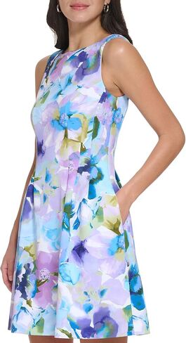 Jessica Howard Women's Petite Printed Scuba Fit & Flare Casual Dress in Saudi Arabia