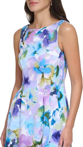 Jessica Howard Women's Petite Printed Scuba Fit & Flare Casual Dress in Saudi Arabia
