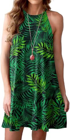 Feiersi Summer Dresses for Women Beach Floral Tshirt Sundress Sleeveless Casual Loose Tank Dress in Kuwait