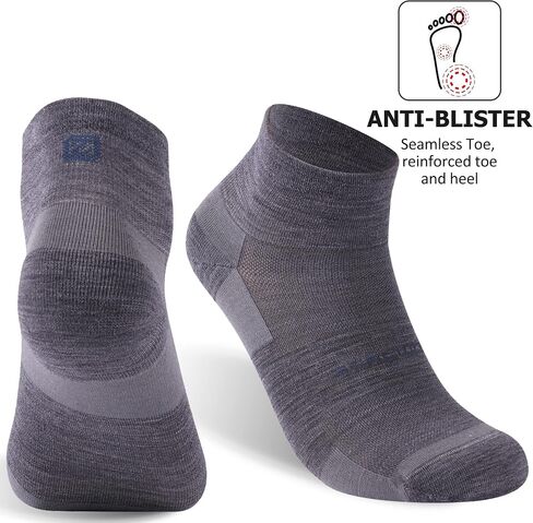 Athletic Running Socks, ZEALWOOD 3 Pairs Merino Wool Low Cut Ankle Anti-blister Cushion Hiking Socks For Men Women in Kuwait