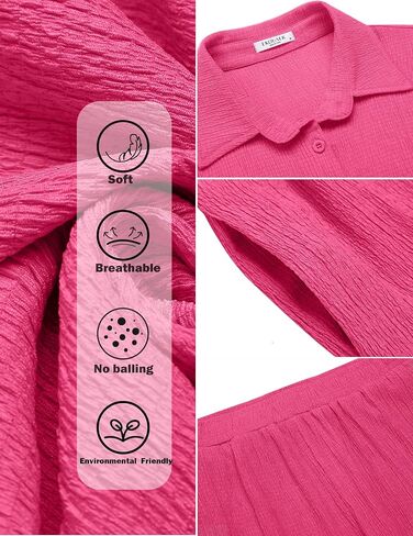 Ekouaer Lounge Set for Women 2 Piece Outfits Button Down Long Sleeve Pajamas Loungewear with Pockets S-XXL in Saudi Arabia